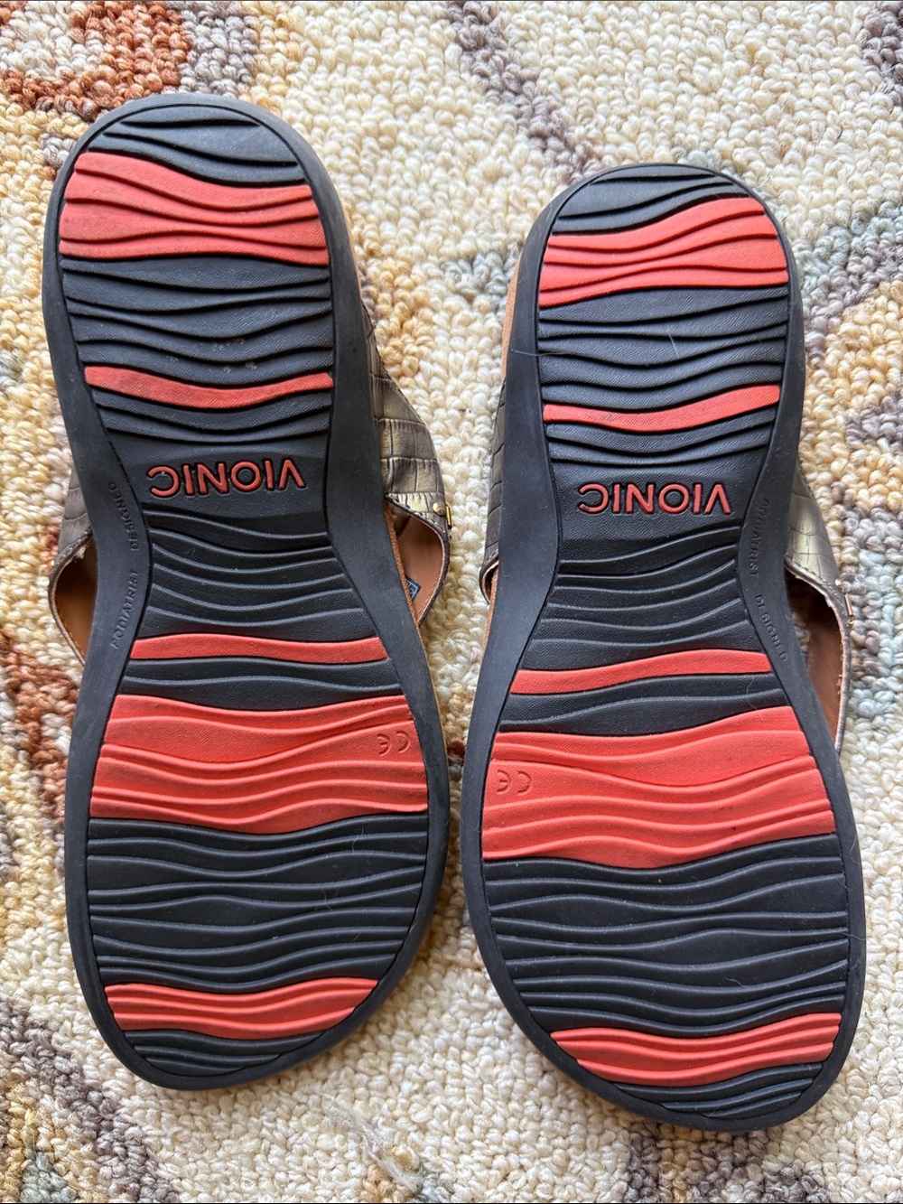 Vionic Floriana Brown Orthotic-Style Sandal Thongs with Bead Accents - Picture 5 of 9